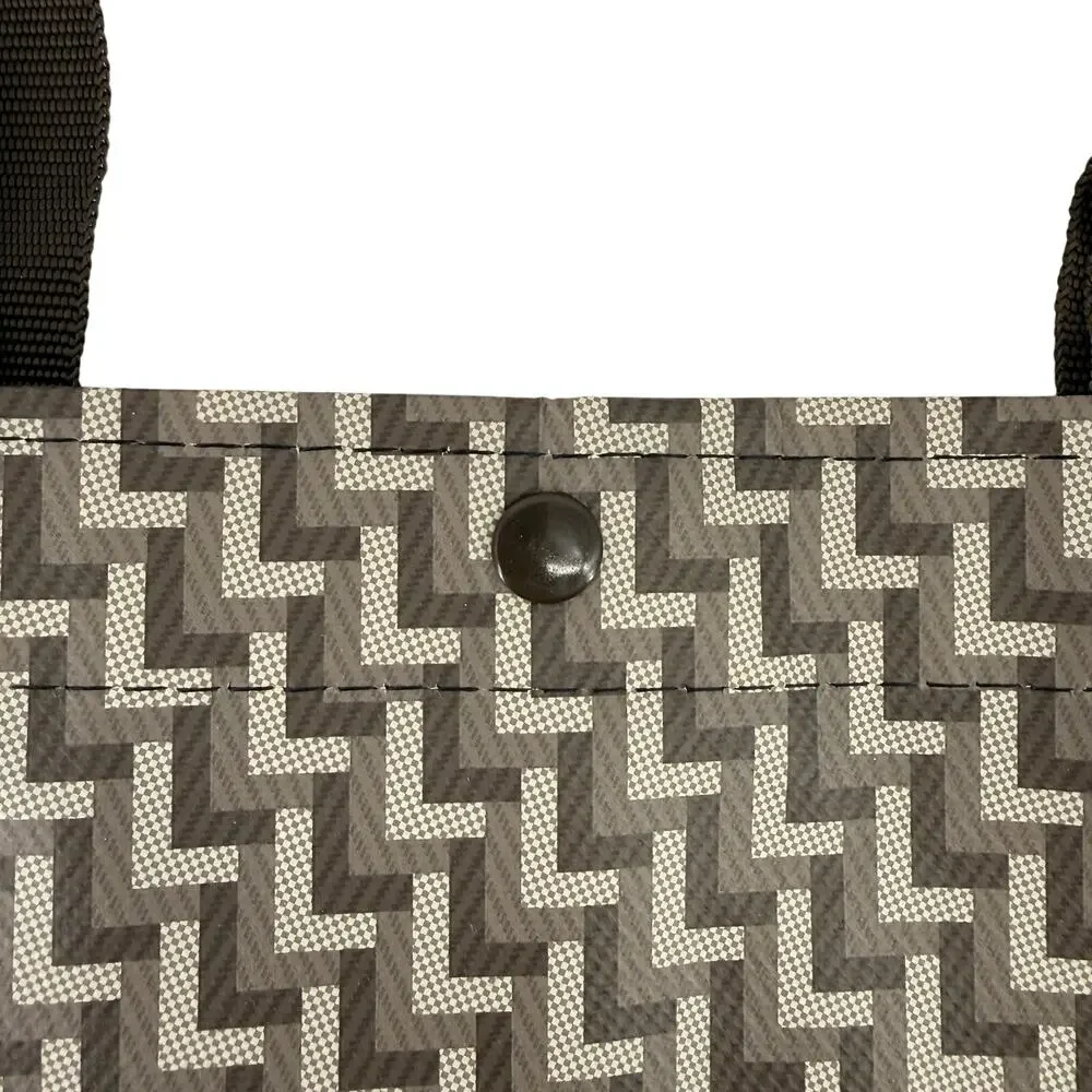 Lululemon Brown Monogram Reusable Shopping Tote Bag 15 X 14 Snap
